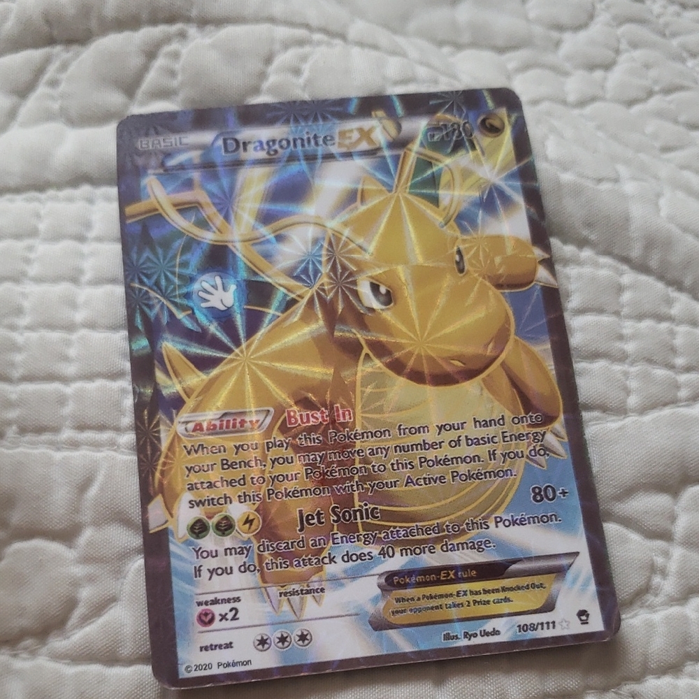 Pokemon Dragonite EX Trading Card - Gold and Blue